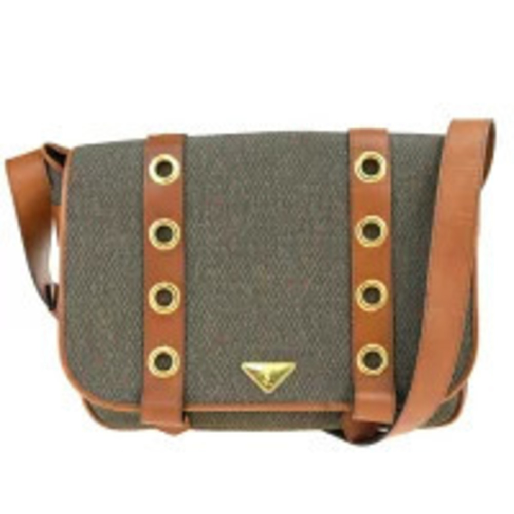 Saint Laurent Yves Shoulder Bag Brown Gray Leather